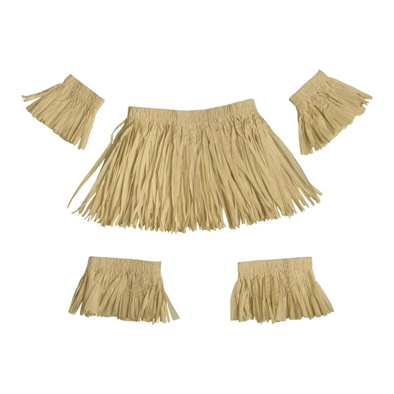 5x Reusable Adult Grass Skirt, Ladies Dress up Festive Party Supplies,  Adjustable Elastic an Party Costume, for beach Party Raffia paper