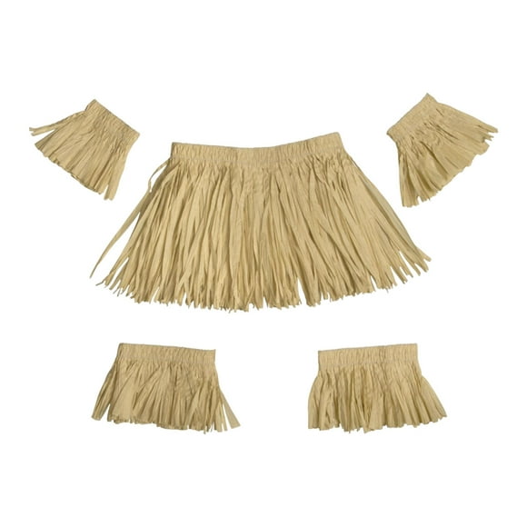 5x Reusable Grass Skirt Fancy Dress Costume Skirt ,Ladies Dress up Festive Party Supplies ,an Party Costume for Party Raffia paper