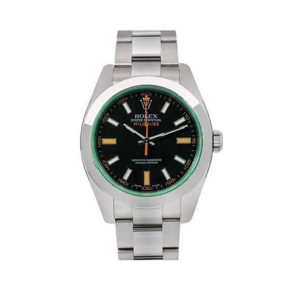 Pre-Owned Rolex Milgauss 40MM 116400V Black Dial Smooth Bezel Stainless Steel Oyster Bracelet