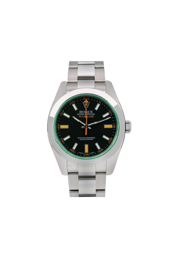 Pre-Owned Rolex Milgauss 40MM 116400V Black Dial Smooth Bezel Stainless Steel Oyster Bracelet