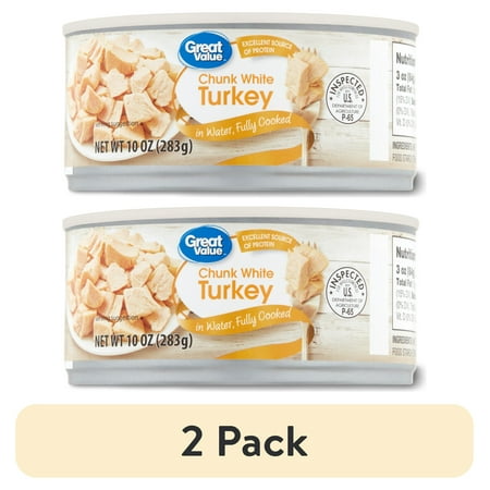 (2 pack) Great Value Chunk White Turkey in Water Fully Cooked 10 oz Can