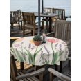 thumbnail image 2 of Outdoor Table Cloth with Umbrella Hole and Zipper, Spring Floral Waterproof Round Tablecloth 54 Inch, Pink Yellow Tulip Botanical Summer Washable Table Cover for Outside Party Patio Picnic, 2 of 8