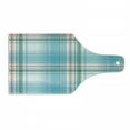 thumbnail image 1 of Checkered Cutting Board, Pastel White Blue Checkered Pattern with Pink Strips Fresh Summer Design, Tempered Glass Cutting and Serving Board, Wine Bottle Shape, Aqua Turquoise Pink, by Ambesonne, 1 of 1