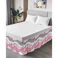 thumbnail image 4 of Pink Gray Ombre Wrap Around Bed Skirts for Queen Bed 18" Drop,Bed Skirt with Adjustable Elastic Belt Dust Ruffle Bed Valance for Bedroom Hotel Geometric Modern Abstract Moire Art Bed Frame Cover, 4 of 7