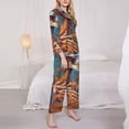 thumbnail image 3 of Goofa Artistic Orange Carnation Skull Printed Women’s 2 Piece Pajama Set Super,Pajamas Women's Long Sleeve Sleepwear Soft Button Down Loungewear Pjs Lounge Set Nightwear-X-Large, 3 of 9