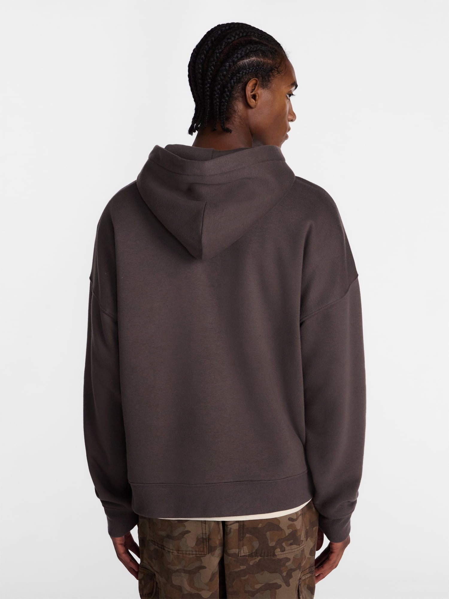 No Boundaries Boxy Fit Oversized Fleece Hoodie with Long Sleeves, Men's XS-4XLT