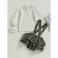 thumbnail image 2 of Wassery Infant Girl 2Pcs Fall Outfit 3M 6M 9M 12M 18M Mewborn Girl Solid Jacquard Long Sleeve Mock Neck Tops Ruffled Suspender Shorts Baby Girls Autumn Clothing, 2 of 8