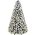 thumbnail image 6 of JERFIT 9ft Prelit Flocked Artificial Christmas Tree, 750 Warm White Lights, Frosted Snow Tips, Hinged Metal Frame, Indoor Spruce for Home Office Holiday Decor, 6 of 10