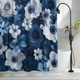 thumbnail image 2 of Blue Flower Fabric Shower Curtain White Floral Washable Shower Curtains for Bathroom, Waterproof Bath Curtain with Hooks Home Decor 72x72in, 2 of 8