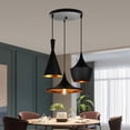 thumbnail image 4 of Matte Black Pendant Light for Living Spaces, Industrial Design with Easy Installation and Adjustable Height, Features Vintage Brass Interior and Multiple Teardrop-Shaped Shades, 4 of 5