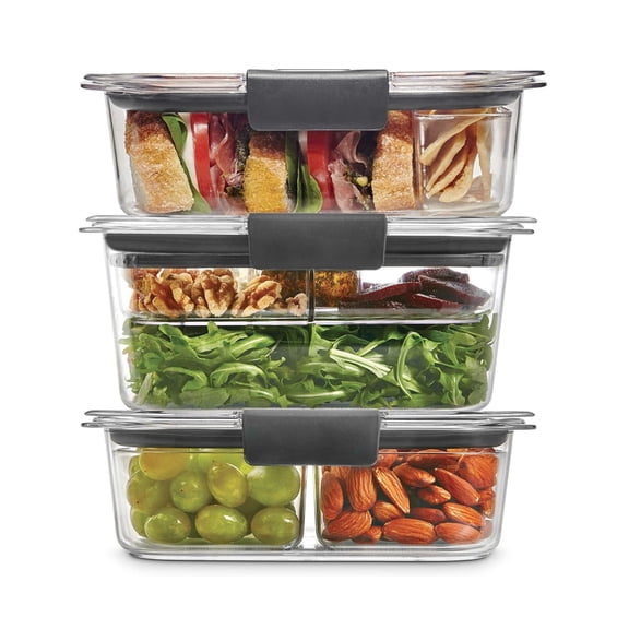 Rubbermaid Brilliance Food Storage Containers, 12 Piece Sandwich and Salad Lunch Kit, Leak-Proof, BPA Free, Clear Tritan Plastic