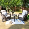 thumbnail image 7 of MeetLeisure 3-Piece Wicker Outdoor Rocking Chairs Wicker Patio Conversation Set; Beige, 7 of 7