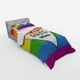 thumbnail image 3 of Pride Duvet Cover Set, Rainbow Flag with Stripes Heart with Love Wins Text LGBT Culture Colorful, Bedding Set with Shams and Fitted Sheet, 3 Sizes, by Ambesonne, 3 of 3