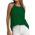 thumbnail image 3 of SLADYGLO Women Sleeveless Front Pleated Curved Hem Sling Tank Top, 3 of 4