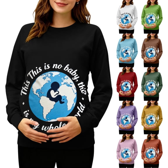 Hxshgdsn Spring Womens Maternity Pullover Tops Long Sleeves Pregnancy Sweatshirts Crew Neck Funny Tops With Graphic Printed Yellow Xl