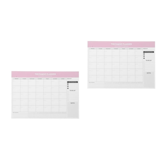 Worgeous 2pcs Undated Monthly Planner Notepad Weekly Daily Calendar Writable Habit Tracker Journal Goal Task Checklist for Office Classroom Pink