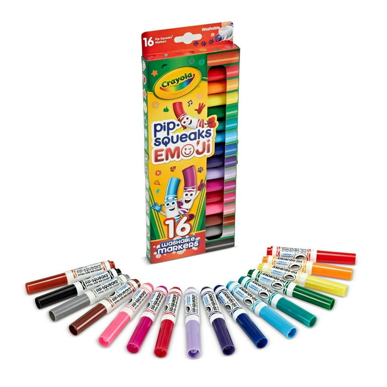 Pack) Crayola Pip-Squeaks Emoji Stamp Washable Markers, 16 Count