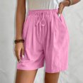 thumbnail image 3 of Maplenight Womens Summer Wide Leg Shorts Casual Solid Color Bermuda Shorts High Elastic Waist Drawstring Workout Shorts, 3 of 8