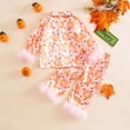thumbnail image 4 of Weebloom Halloween Baby Girls Pajamas Cozy Flannel Pajama With Bowknot Pumpkin Print Lapel Two Piece Outfit Sleepwear Nightwear Pjs Loungewear White 18-24 Months, 4 of 9