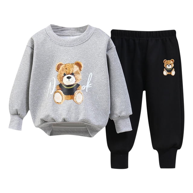 Pants for Boys and Girls Polyester Sweatshirt and Pants Set