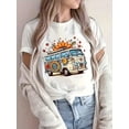 thumbnail image 1 of Women's Casual Short Sleeve T-Shirt with Flower Print - Round Neck Summer Top, Machine Washable & Breathable for Casual Attire, Cute T Shirts, Allseasons Top, Hippie Shirt, Soft Fabric Tee, 1 of 7
