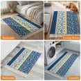 thumbnail image 4 of Kitchen Runner Rugs, Country Leaves Dark Blue 2'x3' Throw Rug with Tassels, Stitching Stripes Washable Soft Floor Carpet Runner for Hallway Bedroom Bathroom Laundry Room, 4 of 9