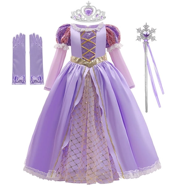 Vestido de princesa Rapunzel para niña, Cosplay enredado, fiesta de Halloween, cumpleaños, Navidad, 2-10T, 2023 Fivean unisex