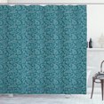 thumbnail image 1 of Ethnic Shower Curtain, Abstract Leaves with Curved Lines Oriental Culture Artistic Bohemian, Fabric Bathroom Set with Hooks, 69W X 84L Inches Extra Long, Petrol Blue Pale Grey, by Ambesonne, 1 of 3