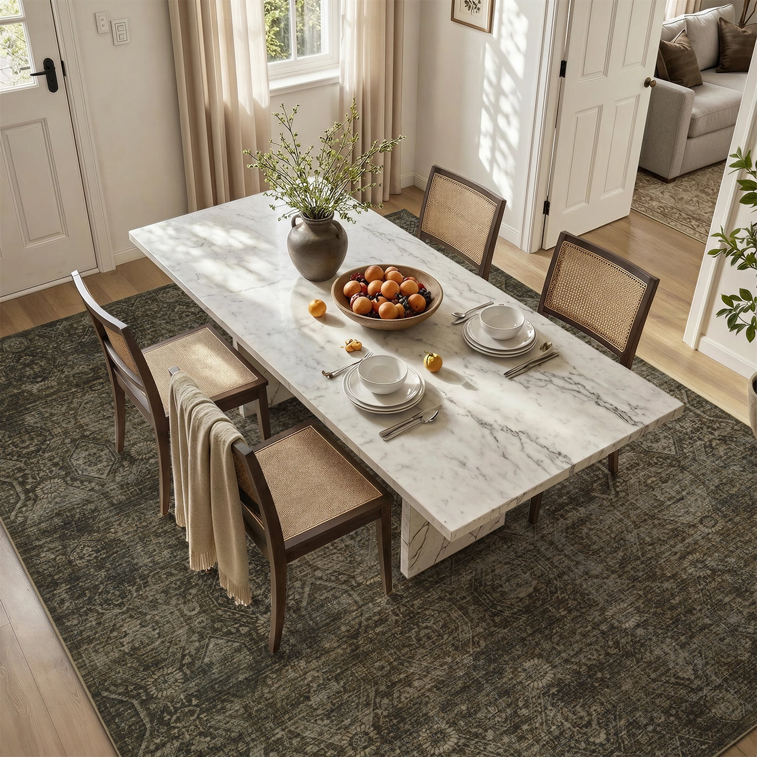 SIXHOME 9'x12' Area Rugs for Living Room Modern Area Rugs Machine Washable Rugs Brown