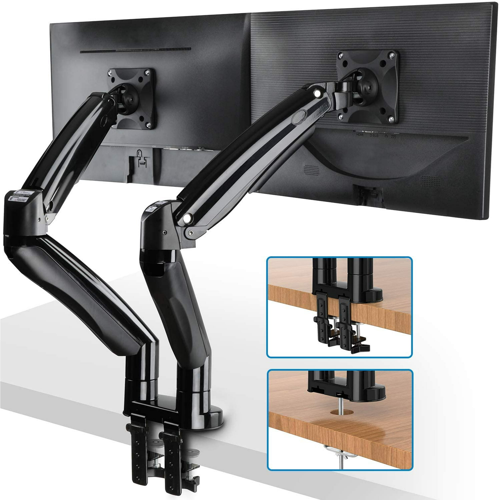 pics Huanuo Dual Monitor Mount Stand - Long Double Arm dual monitor mount stand long double arm gas spring monitor desk mount for 2 screens 22 to 32 inches height