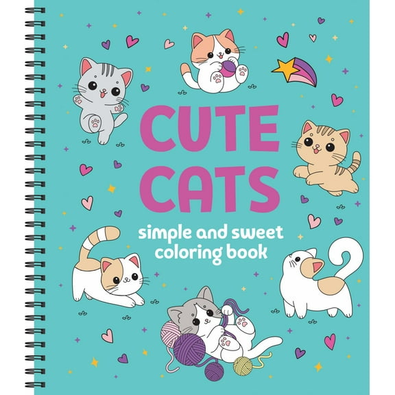 Simple and Sweet Coloring Book: Cute Cats, 64 pages (Spiral-Bound)