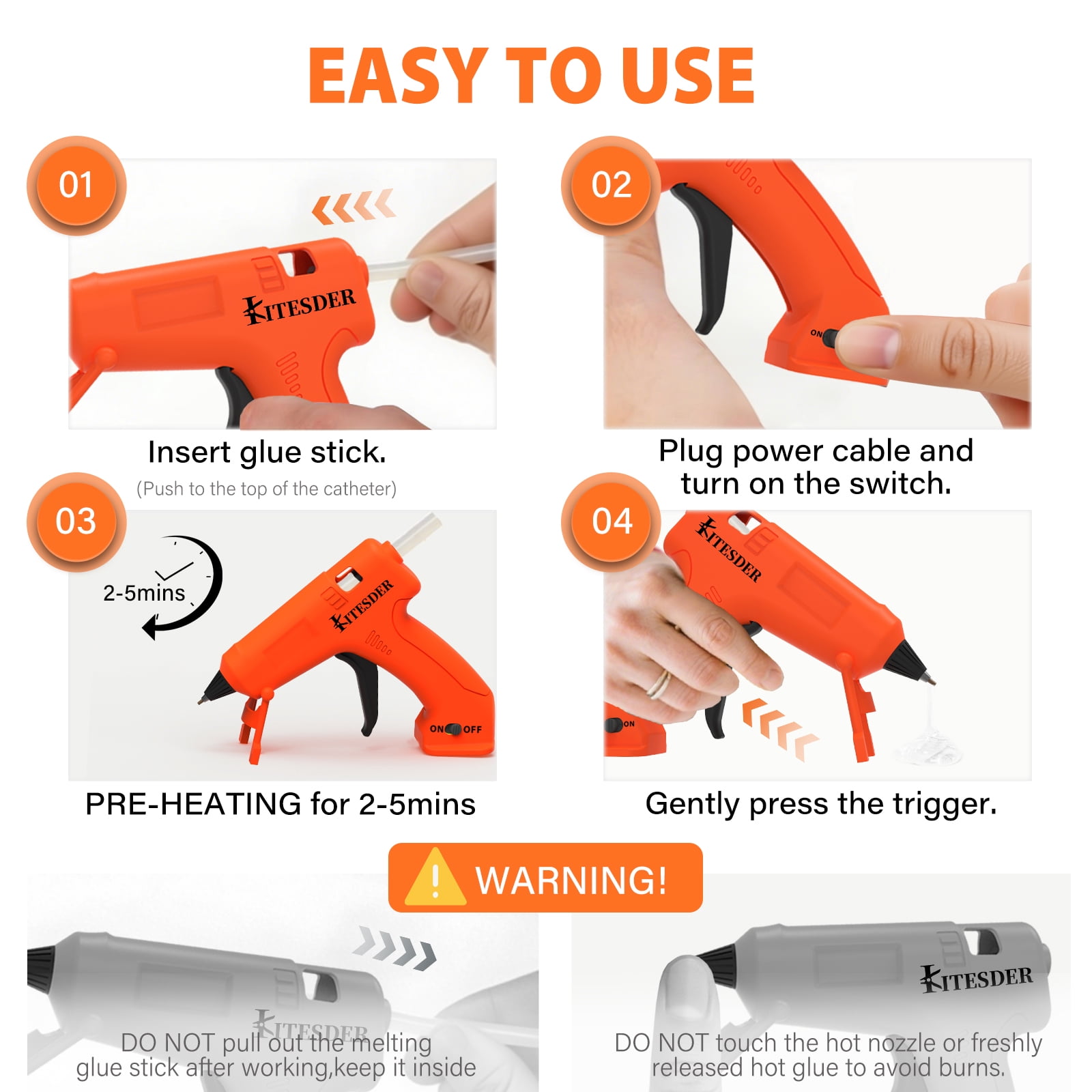 Multi-Purpose Hot Glue Gun Set, Mini Fast-Heating Hot Melt Glue Gun with 30 Glue Sticks, Silicone Mat and Finger Caps, for DIY Crafts, Home Repair and Art Making