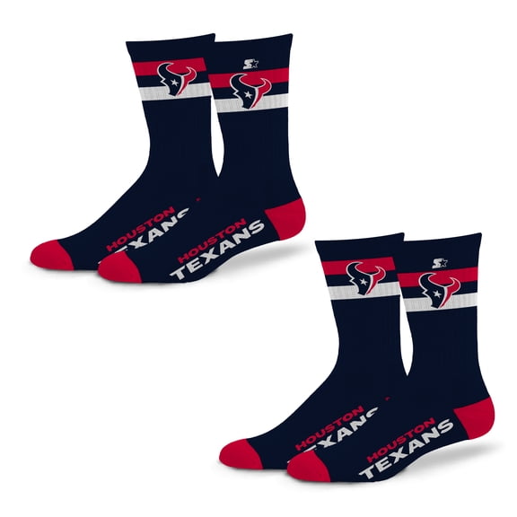 Unisex Starter Houston Texans Team Color 2-Stripe 2-Pack Crew Socks Set