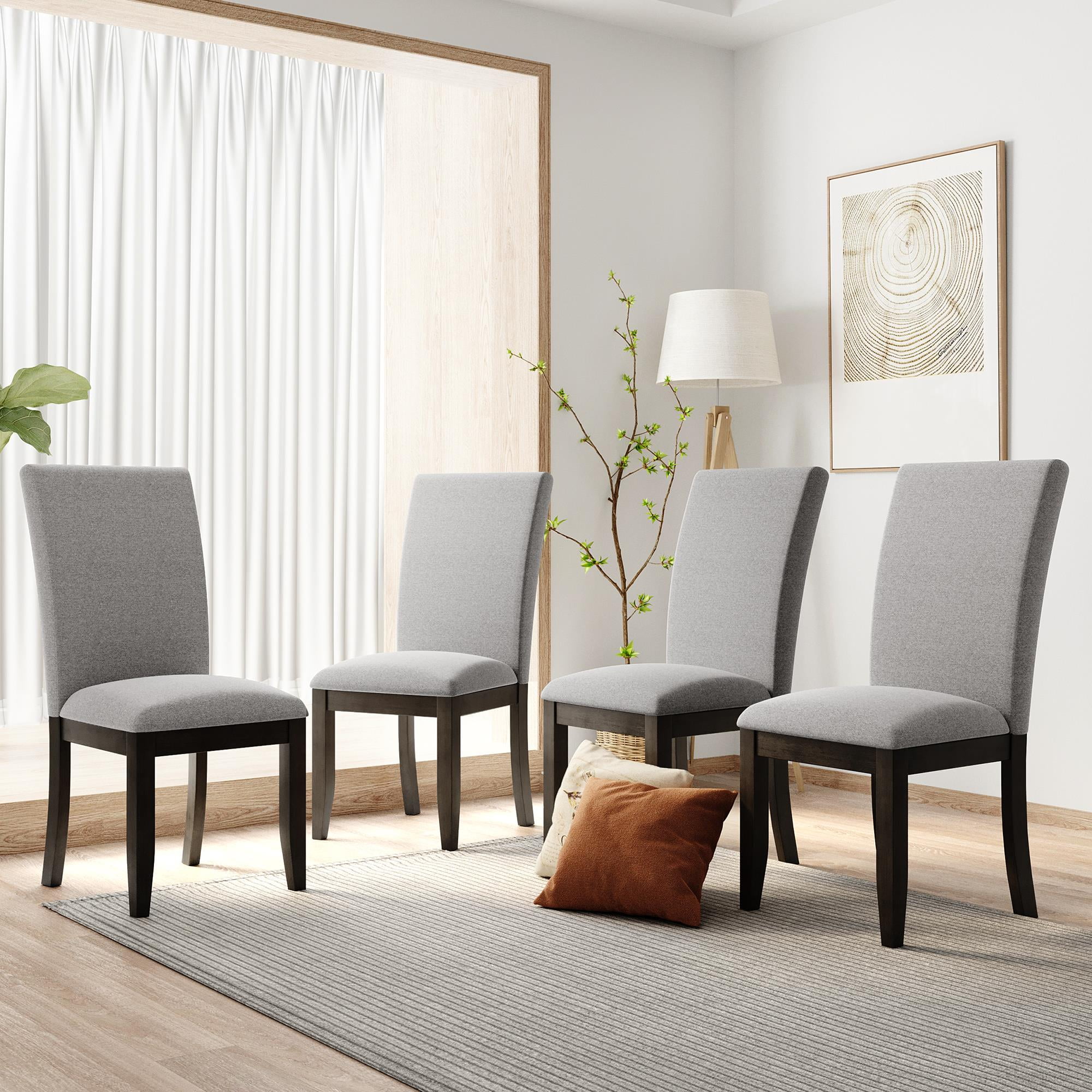 BaytoCare Farmhouse 4-Piece Wood Dining Chair Set for 4, Kitchen Upholstered Dining Chairs for ...