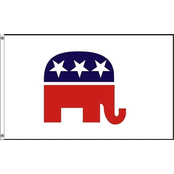 FFN 3x5 Foot Republican Flag, Polyester Flag with Canvas Header, Double Stitched, and 2 Grommets, American Owned Business