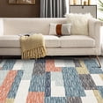 thumbnail image 6 of Memoryfield 4' x 6' Modern Geometric Patchwork Area Rug, Washable Low-Pile Non-Slip Soft Carpet, for Living Room, Bedroom, Gray/Orange, 6 of 7