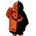 thumbnail image 2 of Women Halloween Hoodies Oversized Flannel Pumpkin Long Sleeve Sweatshirts with Pockets Devil Expression Printing Funny Halloween Costumes, 2 of 5