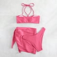 thumbnail image 4 of Hvot&aat Women's Comfortable And Fashionable Split 3 Piece Swimsuit Set Solid Color Knitted Tie Side Swimwear with Cover Up, 4 of 5