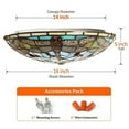 thumbnail image 5 of Vinplus Tiffany 3 Light Flush Mount Ceiling Light 16" White Finish with Tiffany Glass, 5 of 7