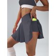 thumbnail image 4 of Womens Tennis Skirt with inner Shorts Pockets Shorts Crossover High Waisted Athletic Skorts Skirts for Golf Running Workout and Yoga Sports Activewear Dark grey L, 4 of 7