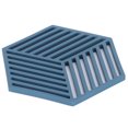 thumbnail image 4 of Juego de 4 manteles y posavasos resistentes al calor para comedor y artículos esenciales de cocina: diseño de rayas hexagonales azules, 4 of 8