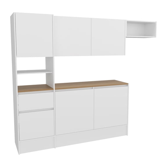 Dal Kitchen Cabinet Set, Multi-Storage Modular System with Upper Wall Cabinets, Base Cabinets