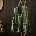 thumbnail image 4 of Hxshgdsn V Neck Knit Vest Sweaters For Women Button Up Sleeveless Pocket Winter Pullover Jumpers Jacket Fall Green 1 Free Size, 4 of 9