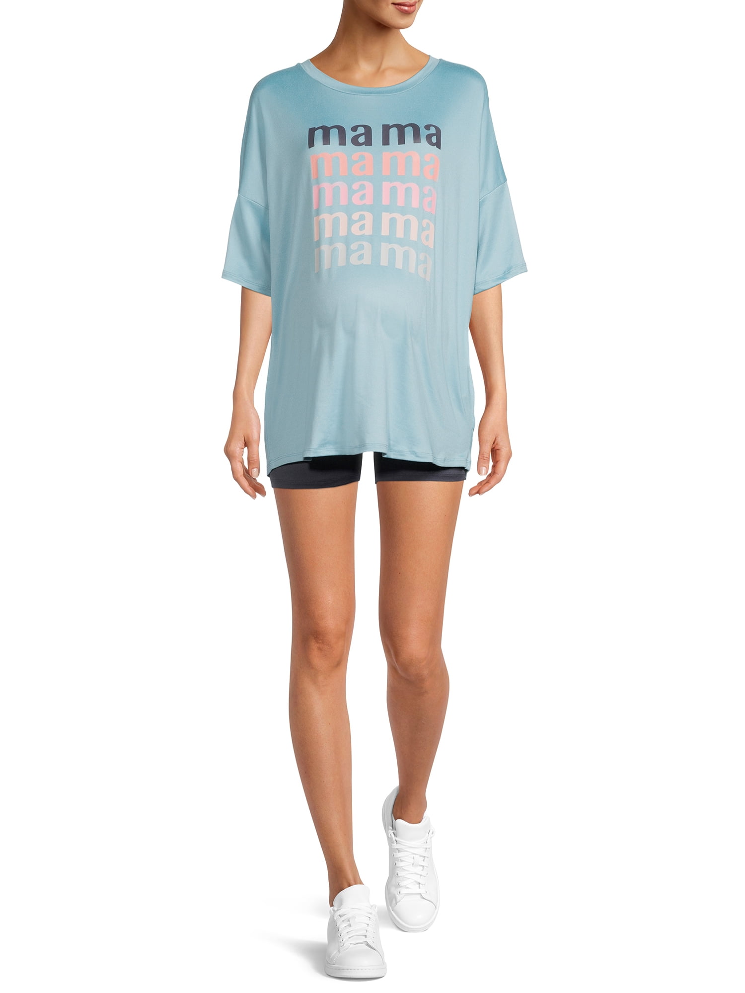 Time and Tru Women's Maternity T-Shirt and Bike Shorts Set, 2-Piece