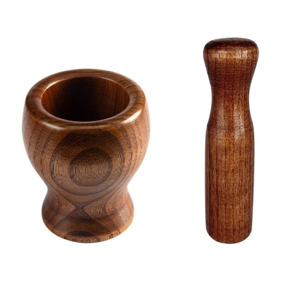 Wooden Garlic Pounder Stone Mortar Kitchen Necklace Grinding Tool Vintage Household Grinder Manual Mason Jar