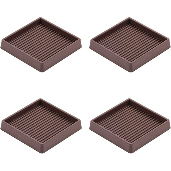 Topboutique Furniture Caster Cup 4 Pack Floor Grip Chair Protective Anti-sliding Non Slip Leg 2.5X2.5 Inch Piano Caster Cups for Hardwood Floor(Brown)