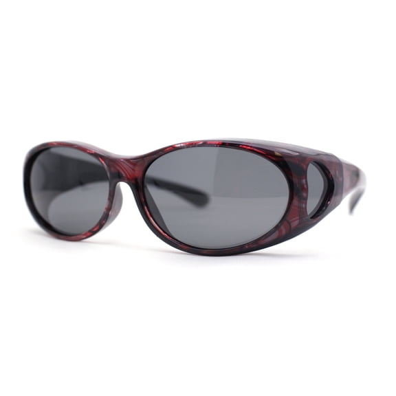 Womens Glare Blocking Polarized Lens 60mm Fit Over Oval Sunglasses Red - Black