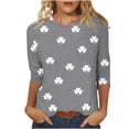 thumbnail image 2 of St. Patrick's Day T-Shirt for Women Classic Small Shamrock Pattern Three Quarter Sleeve Crewneck Relaxed Fit Festive Holiday Graphic Top, 2 of 5