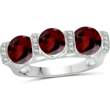 JewelersClub 2 1/2 Carat T.G.W. Garnet And White Diamond Accent Sterling Silver Ring