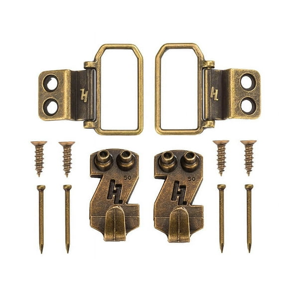 HangZ 11050 Flat Mount 2-Hole D-Ring Picture Hanger Kit 50lb